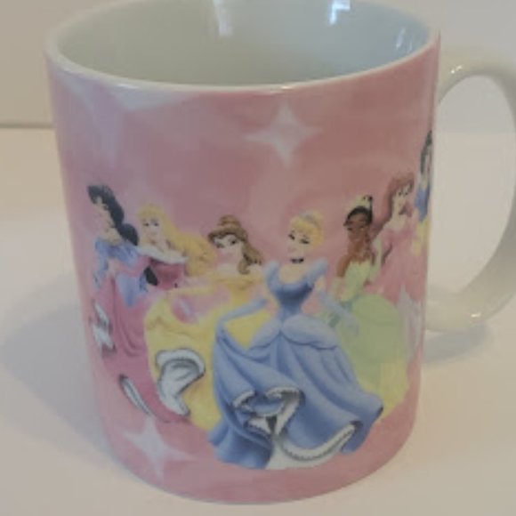 Disney Princess Pink Coffee Mug Cup Belle, Cinderella, Tianna, etc - Picture 4 of 4